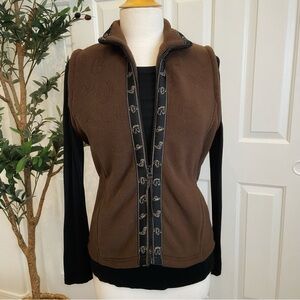 Riding VEST Zip Up Cozy Chocolate Fleece Cool Mornings Pockets Brit & Bridle